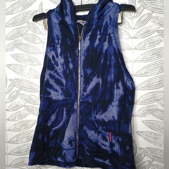Hardtail Vest Zip Hoodie Tie Dye Blue Active Athleisure - Picture 1 of 7